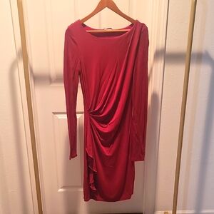 Elegant Red Draped Dress